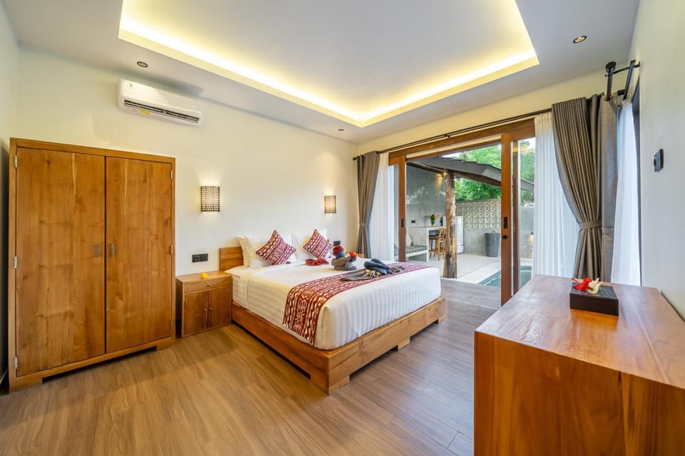 Bed, Bedroom, internet, towels, wardrobe, air conditioner