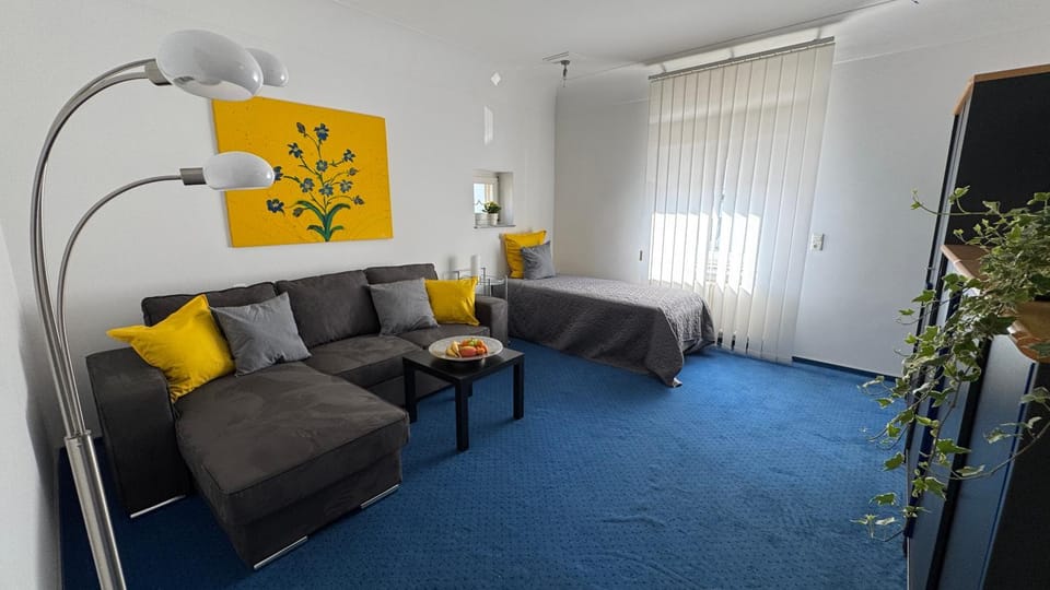 Bed, Living room, Seating area