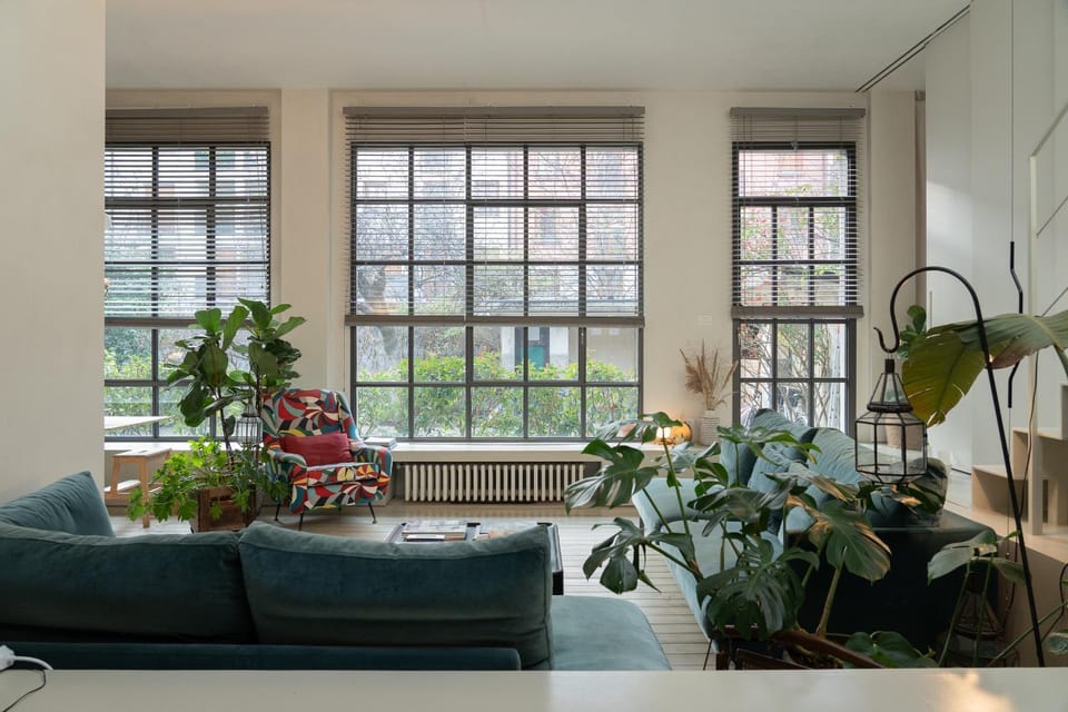 Living room, Seating area, Garden view