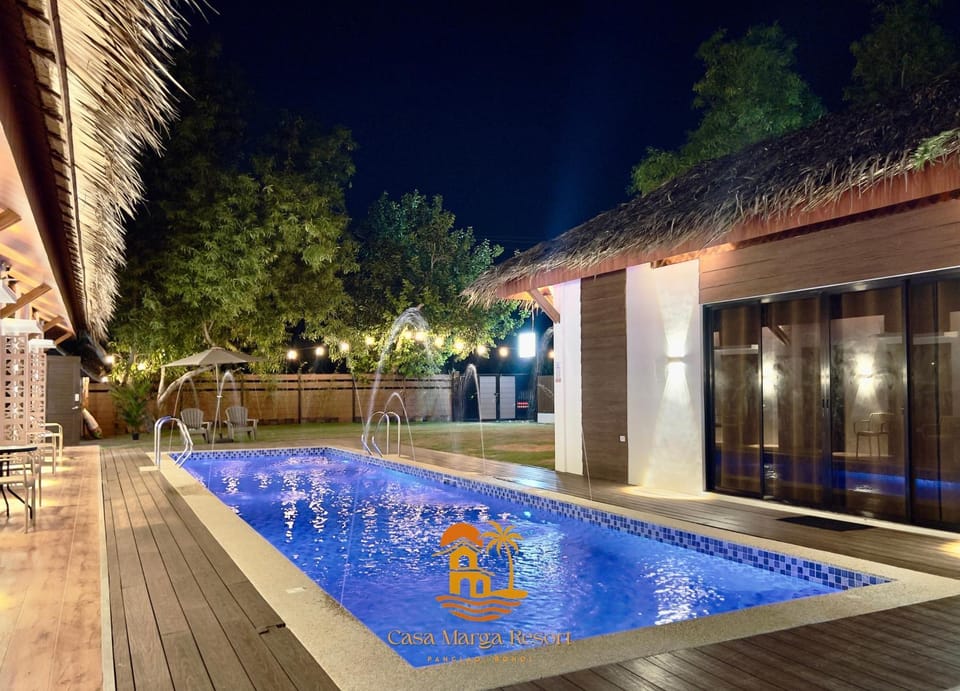 Night, Pool view, Swimming pool