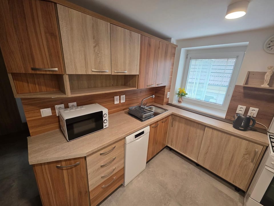 Coffee/tea facilities, Kitchen or kitchenette, oven, stove