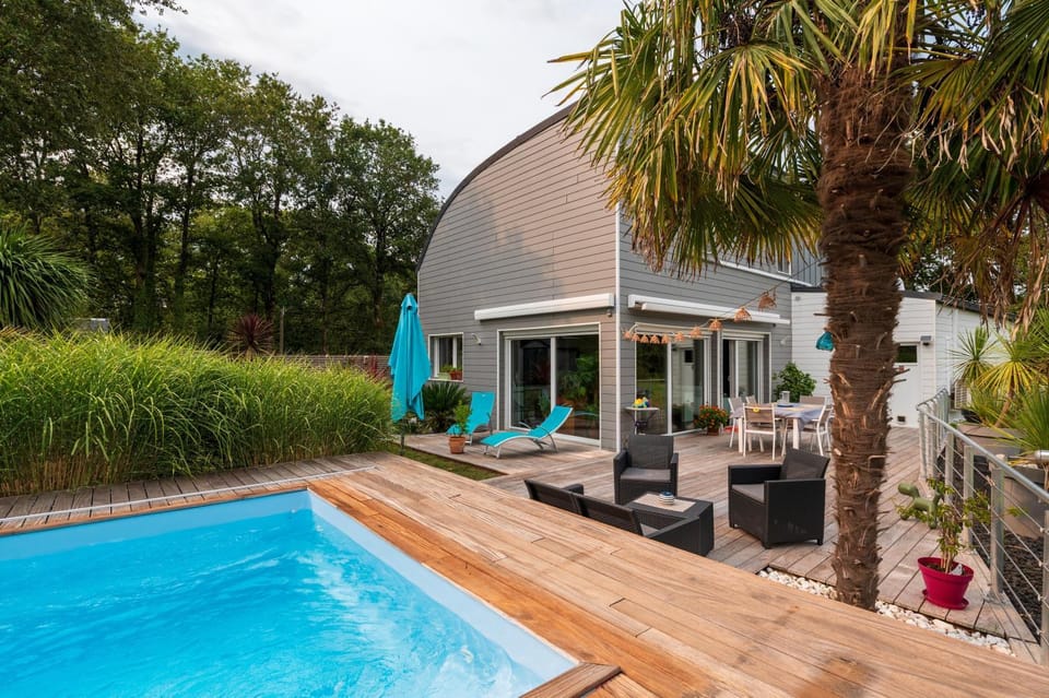 Property building, Living room, Swimming pool