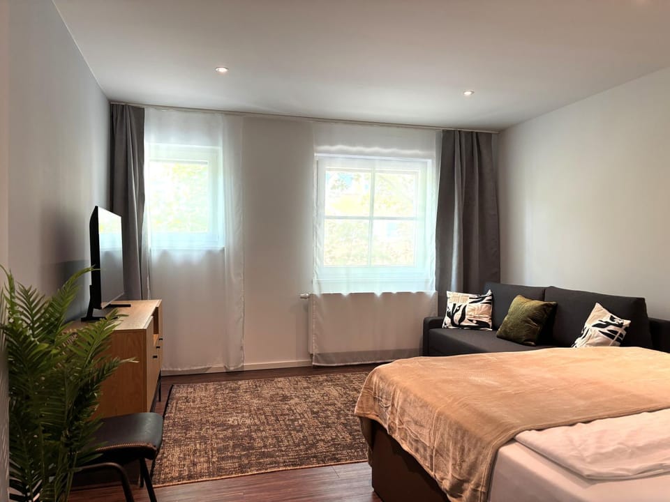 Bed, Living room, Photo of the whole room, Seating area, Bedroom