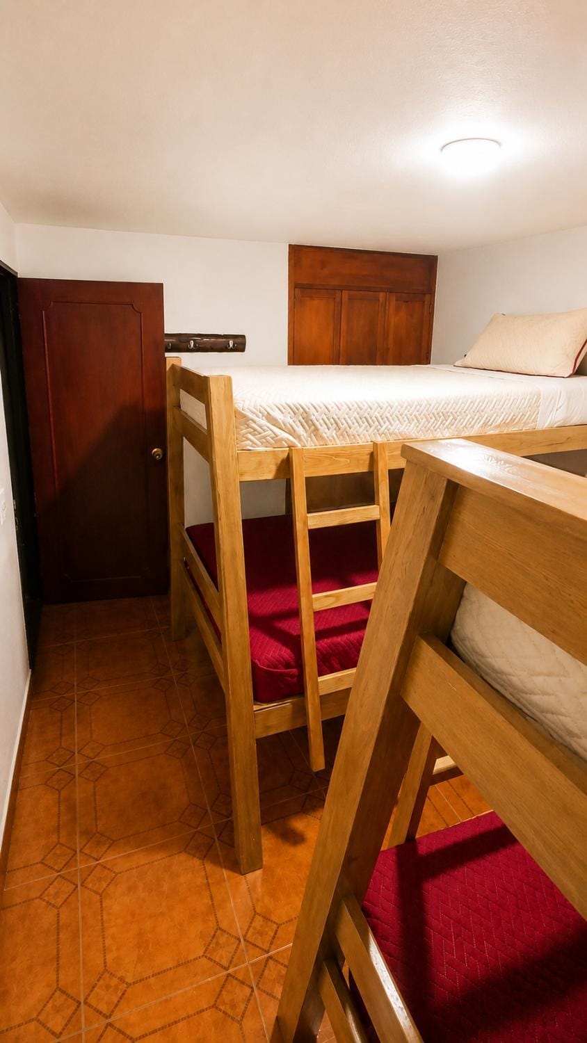 Bed, Photo of the whole room, Bedroom, bunk bed, wardrobe