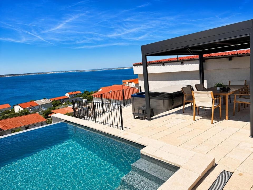 Patio, View (from property/room), Balcony/Terrace, Pool view, Sea view, Swimming pool