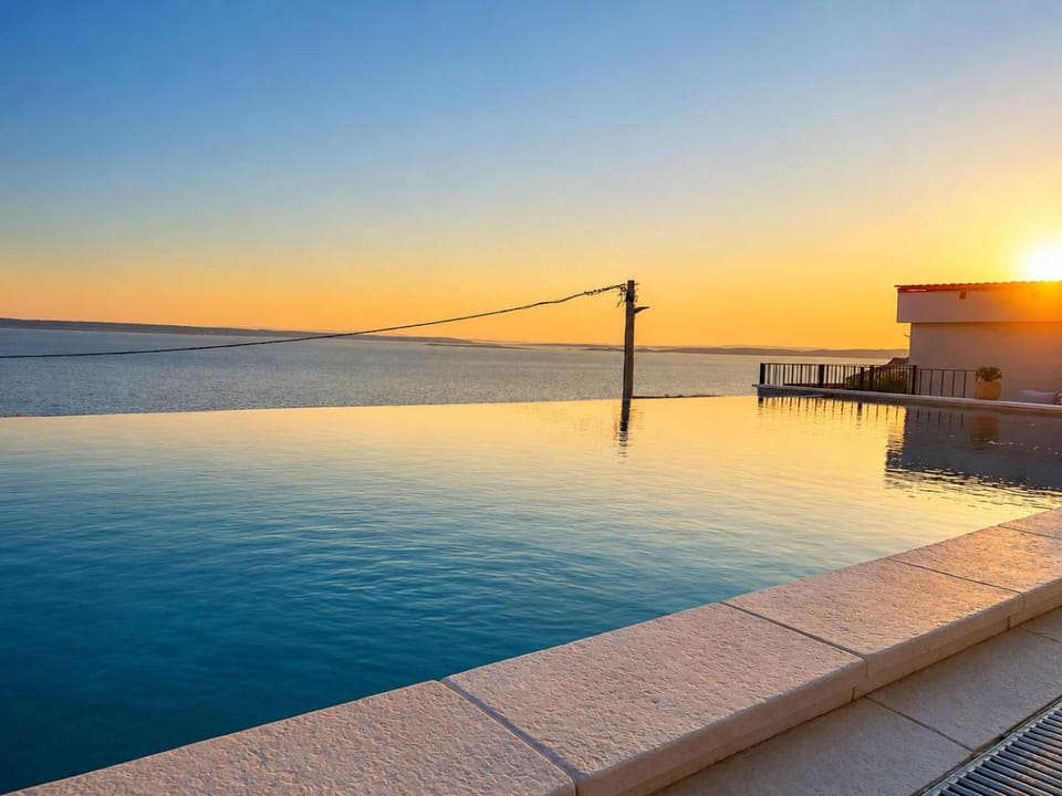 Pool view, Sea view, Swimming pool, Sunset