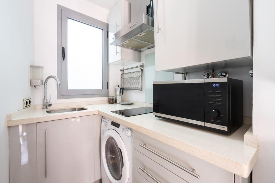 Kitchen or kitchenette, stove