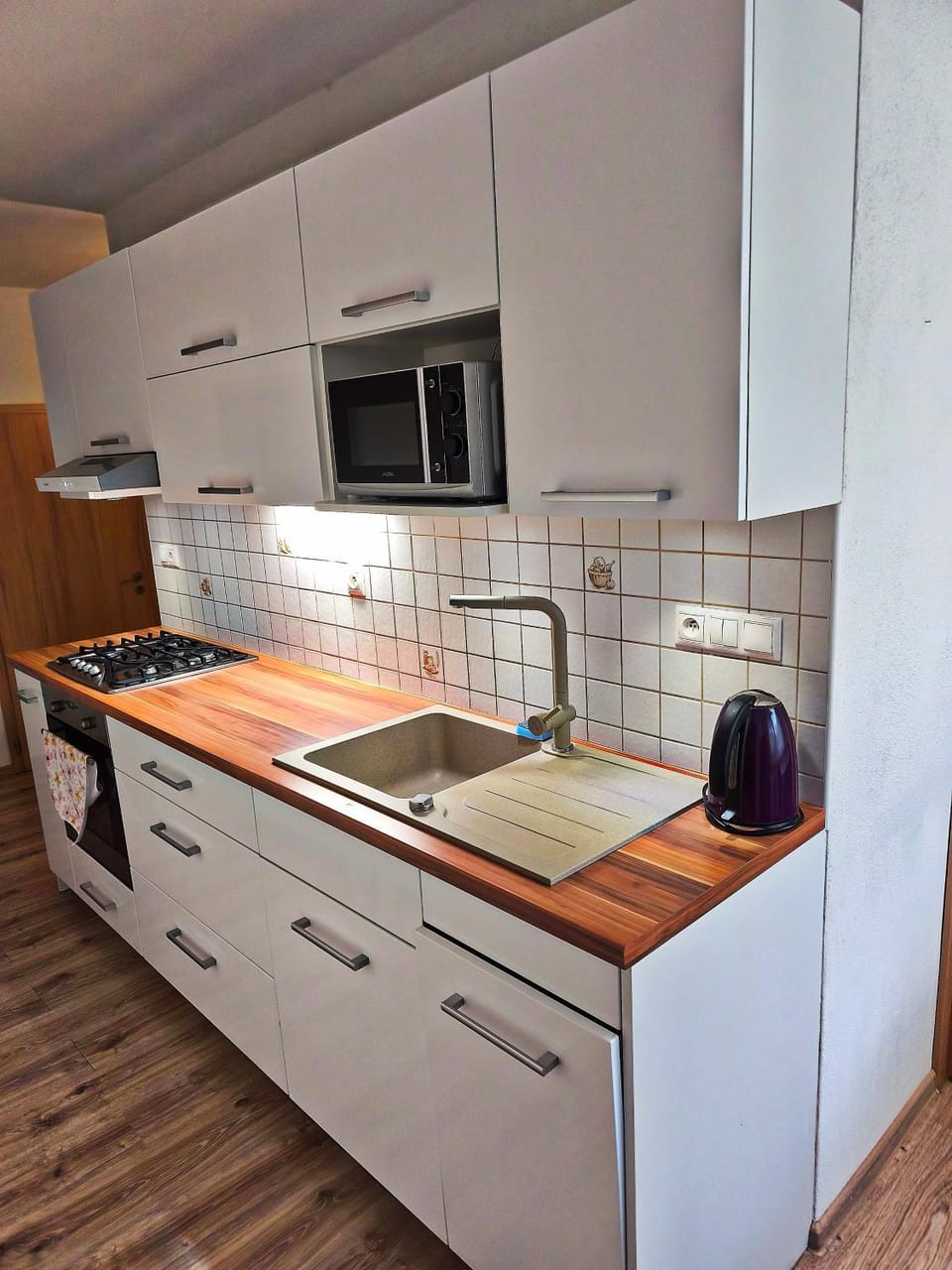 Kitchen or kitchenette, dishwasher, stove
