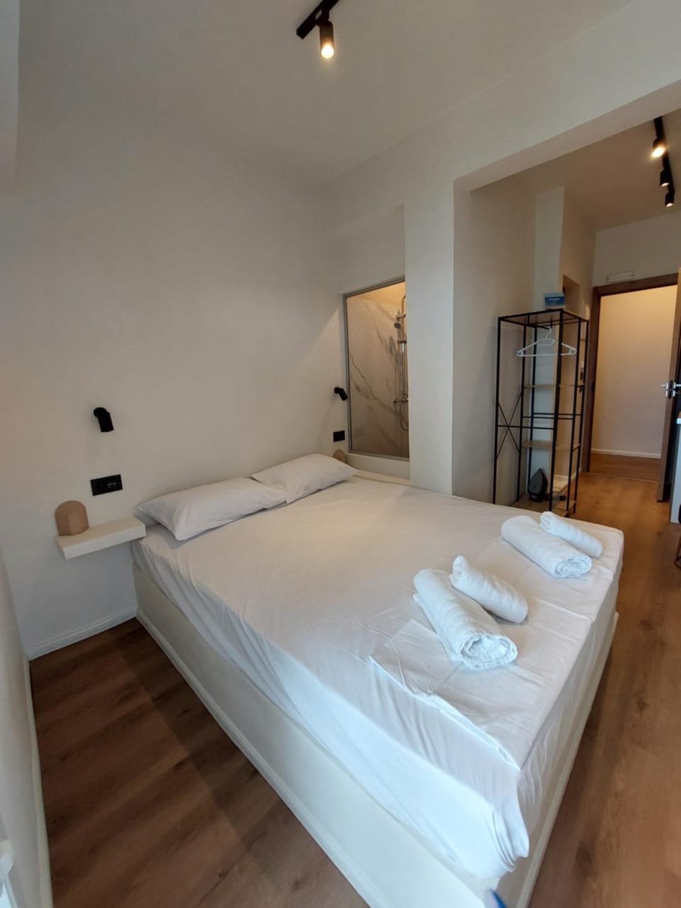 Bed, Photo of the whole room, Bedroom, towels, wardrobe