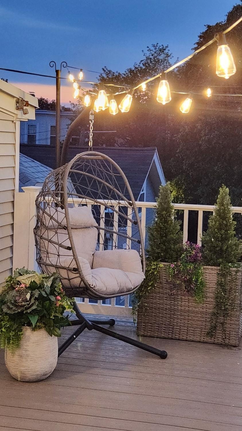 Patio, Night, Balcony/Terrace, Seating area