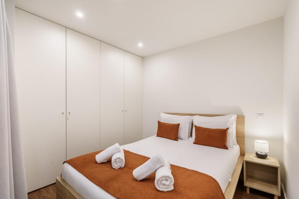 Bed, wardrobe