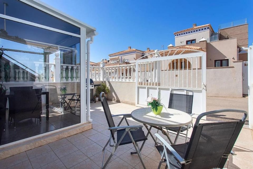 Patio, Winter, Balcony/Terrace, Seating area, Dining area, Quiet street view