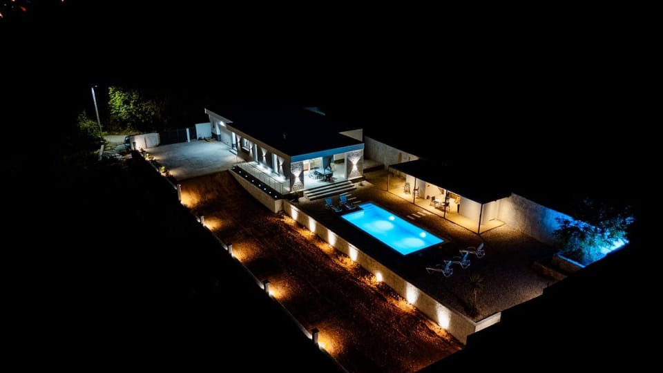 Night, Pool view, Swimming pool