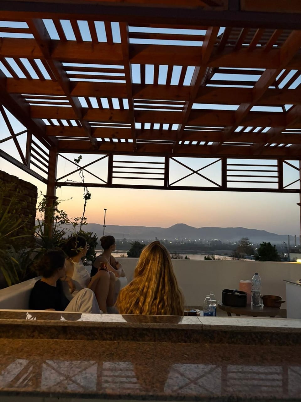 View (from property/room), Balcony/Terrace, Sunset, group of guests