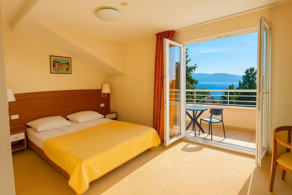 Bed, Natural landscape, View (from property/room), Photo of the whole room, Bedroom, Sea view