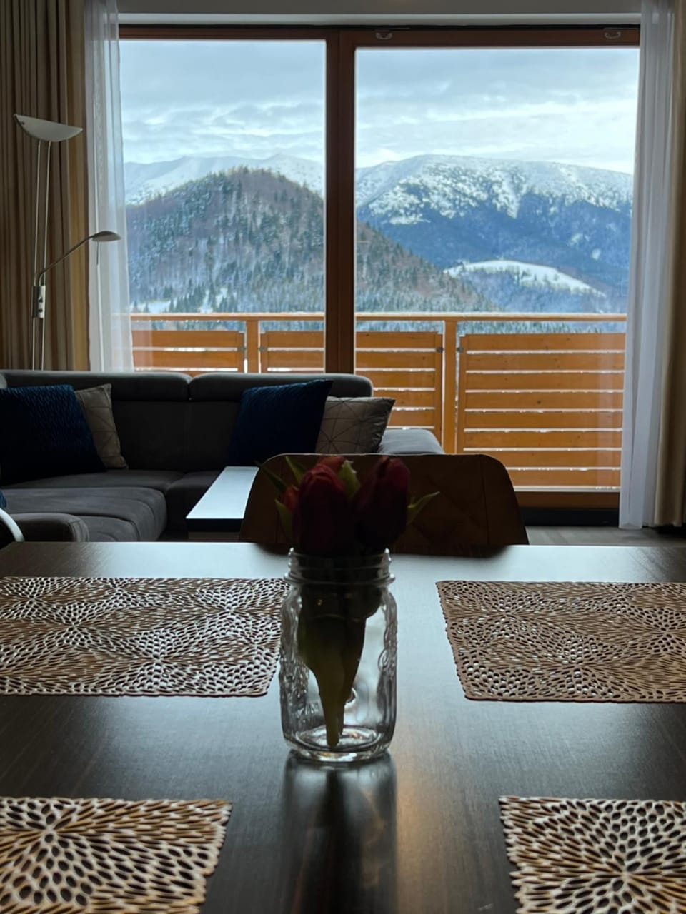 Natural landscape, Living room, Seating area, Mountain view