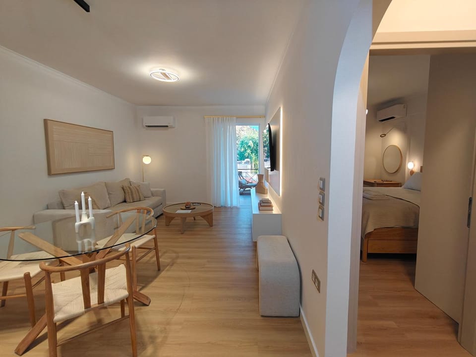 Bed, TV and multimedia, Living room, Photo of the whole room, Decorative detail, Decorative detail, Seating area, Dining area, Bedroom, Area and facilities, air conditioner