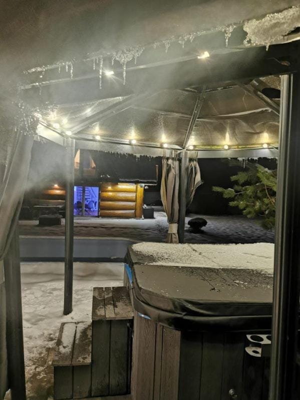 Night, Natural landscape, Winter, Hot Tub