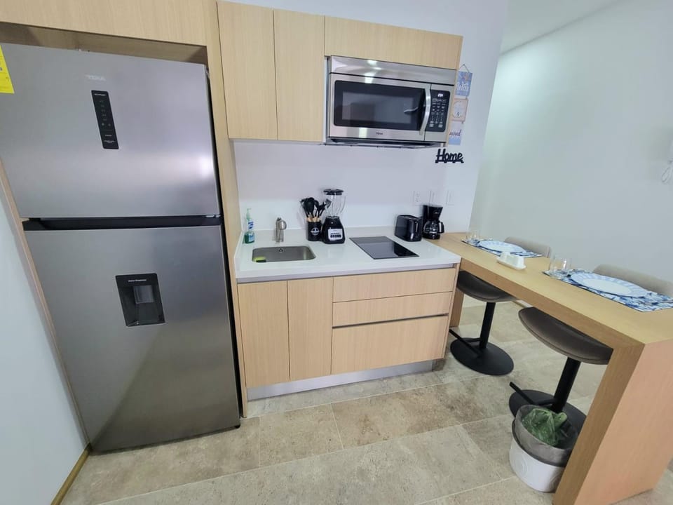 Kitchen or kitchenette, toaster