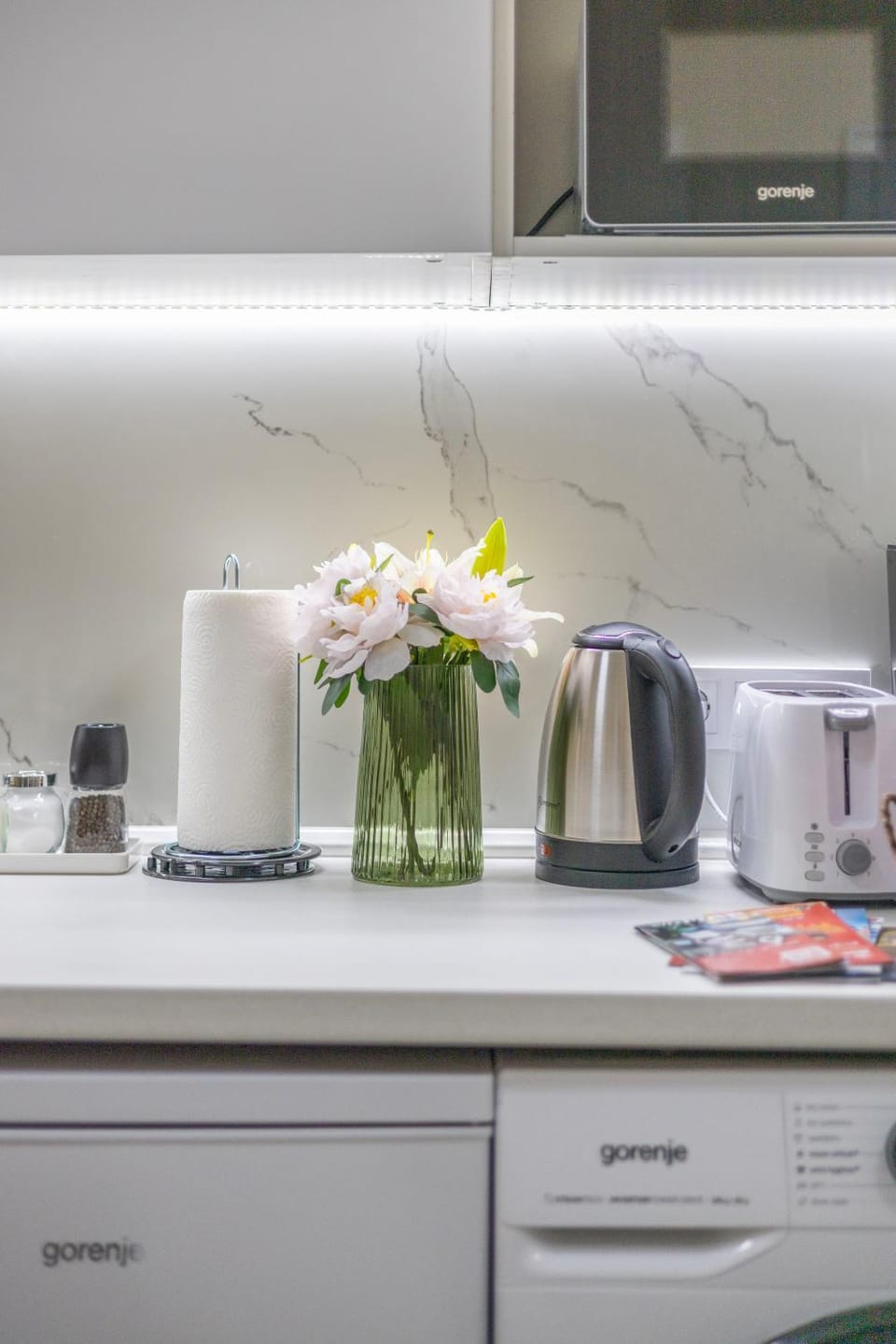 Kitchen or kitchenette, toaster