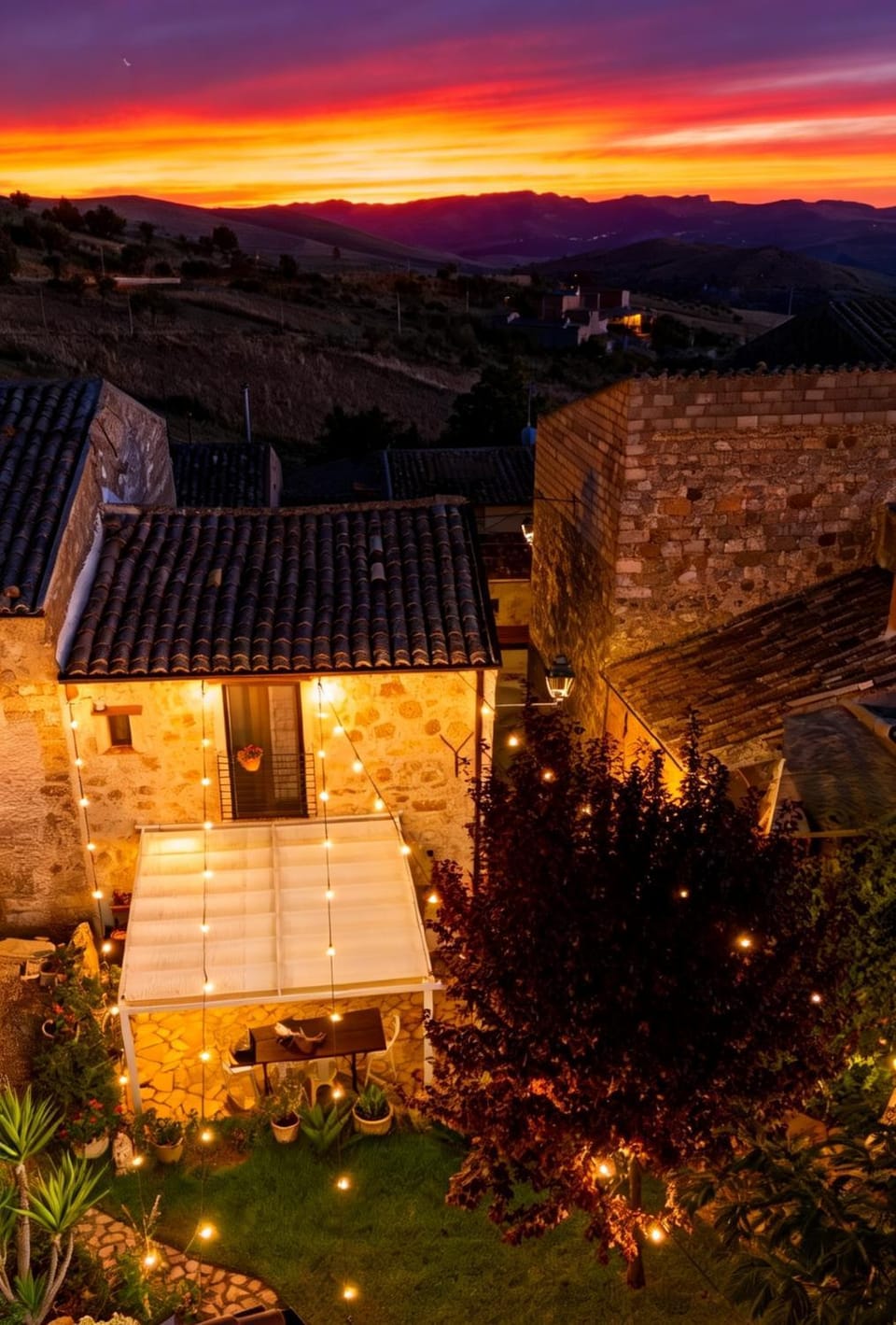 Property building, Natural landscape, Sunset