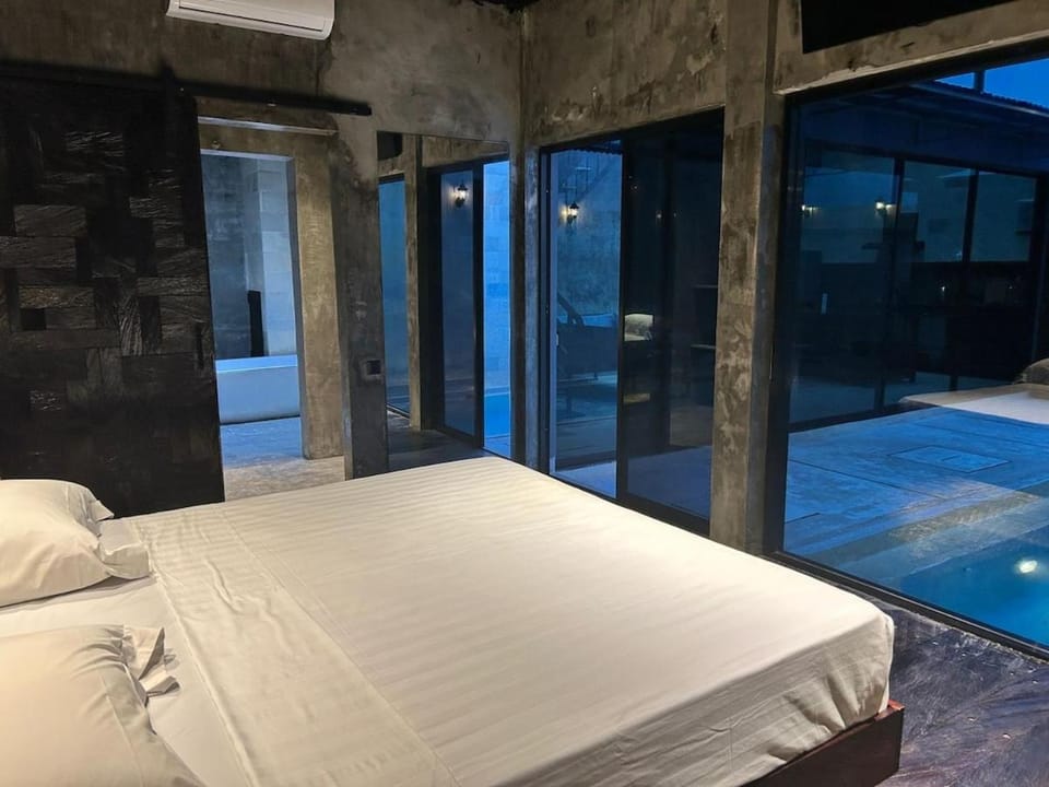 Bed, Photo of the whole room, Bedroom, Pool view