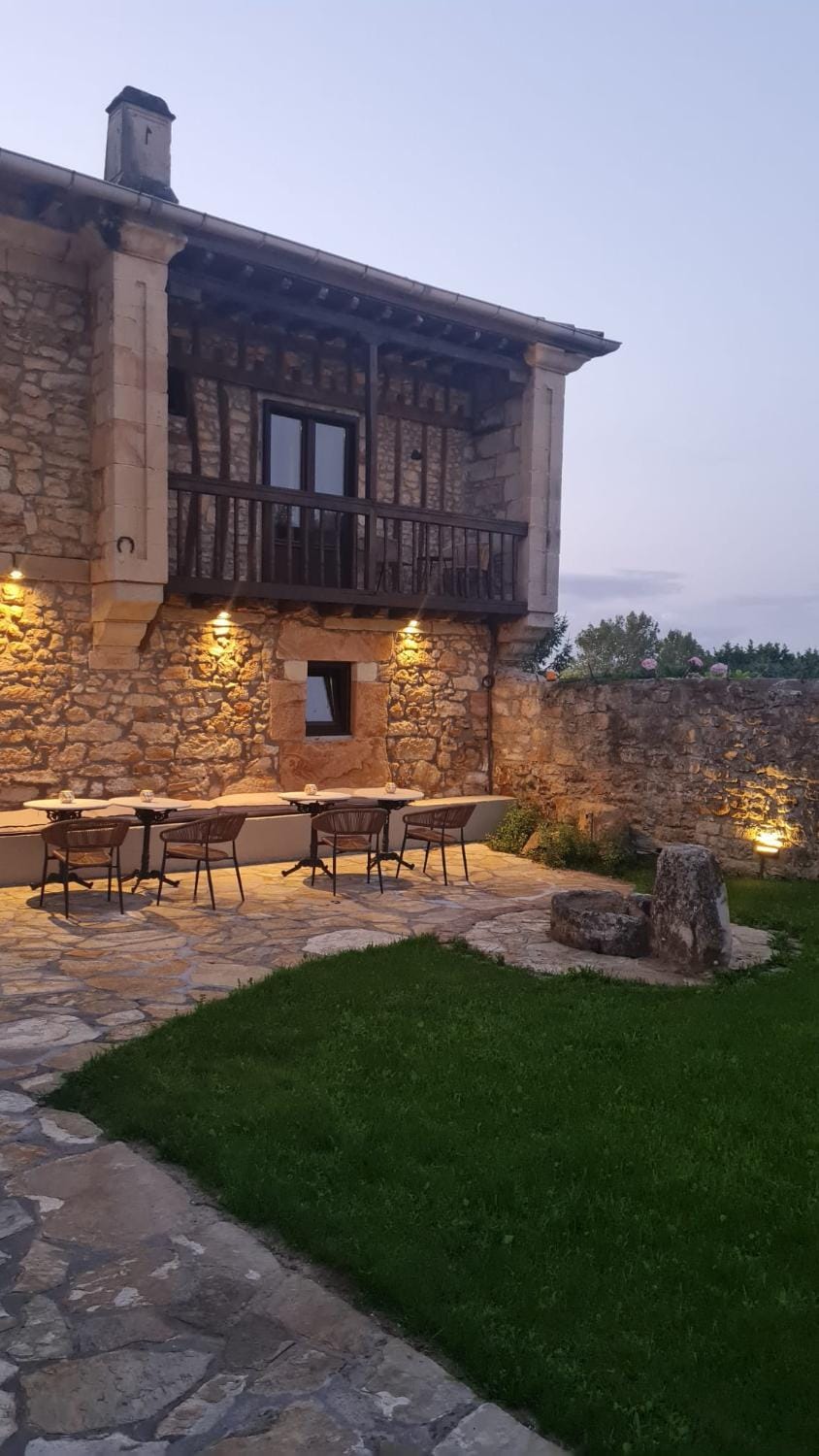 Property building, Patio, Dining area, Garden view