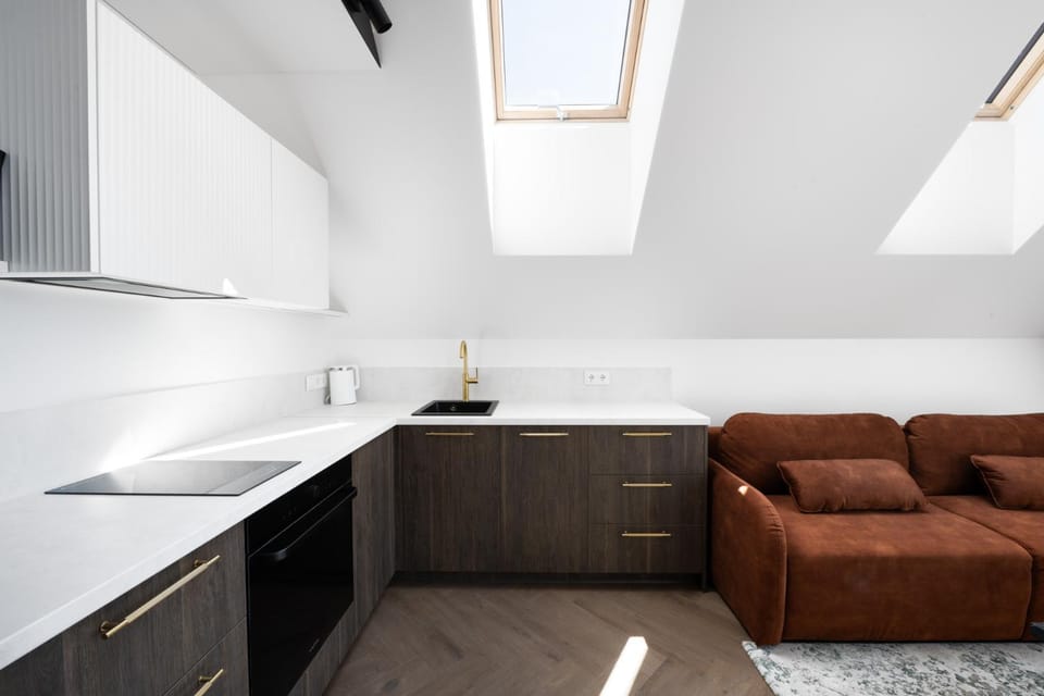 Kitchen or kitchenette, Living room, Seating area