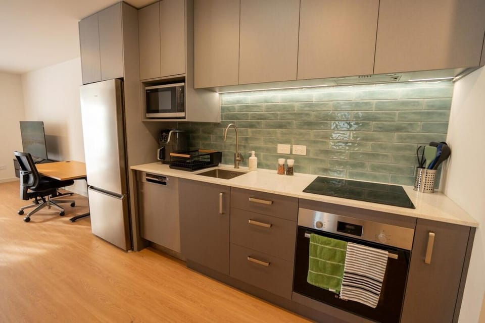 Kitchen or kitchenette, stove