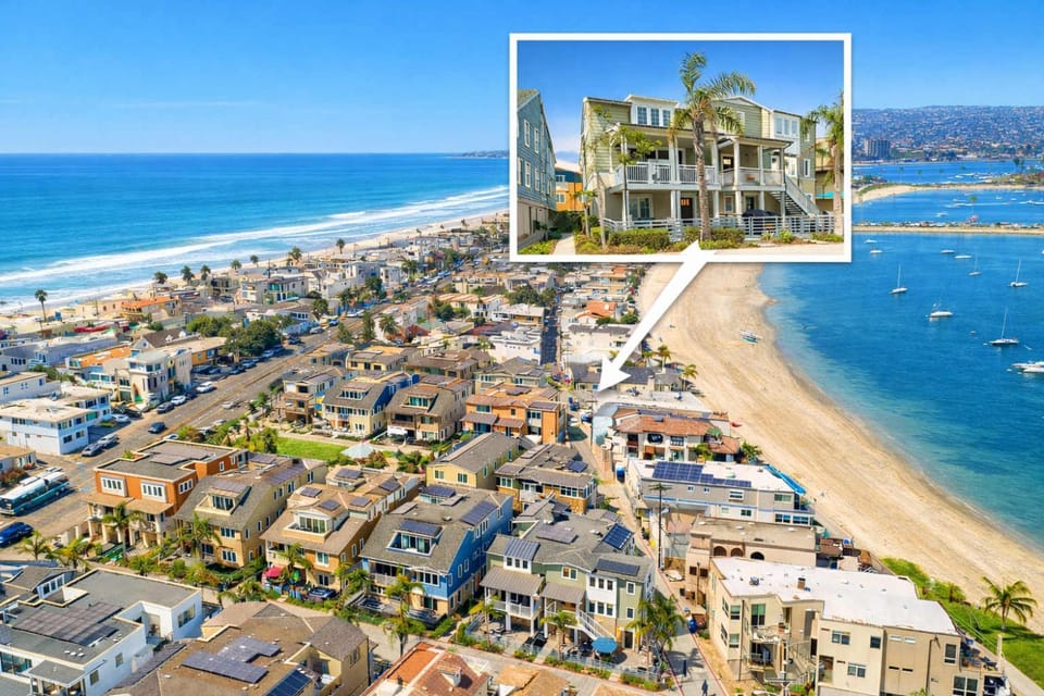 Steps from Bay Ocean Villa House in Mission Beach