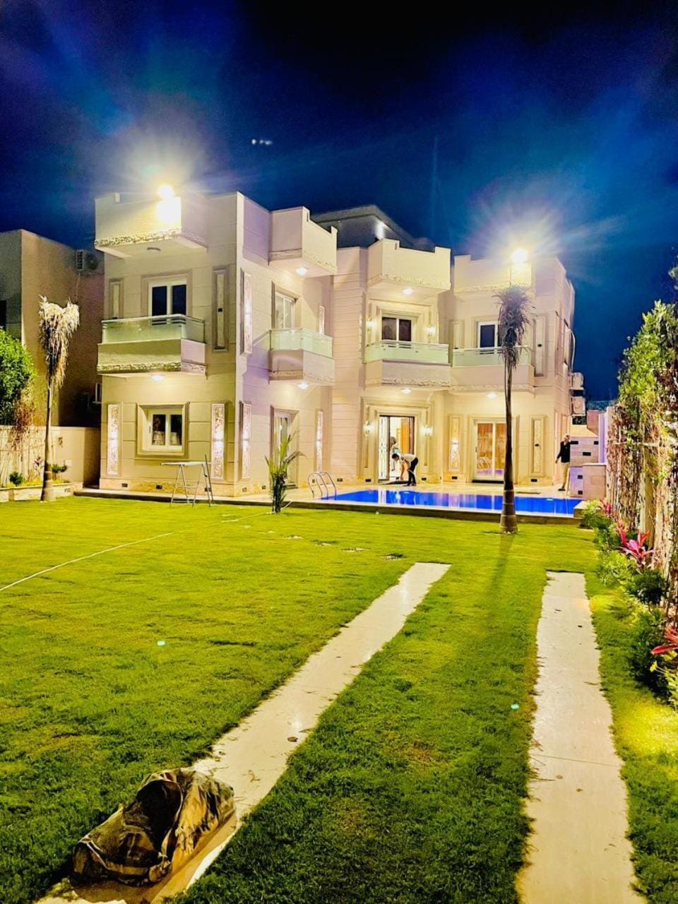 Night, Natural landscape, Garden view, Pool view, Swimming pool