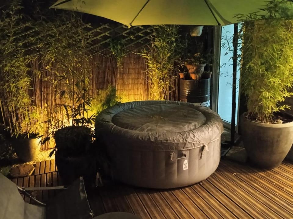 Patio, Night, Garden, Garden view