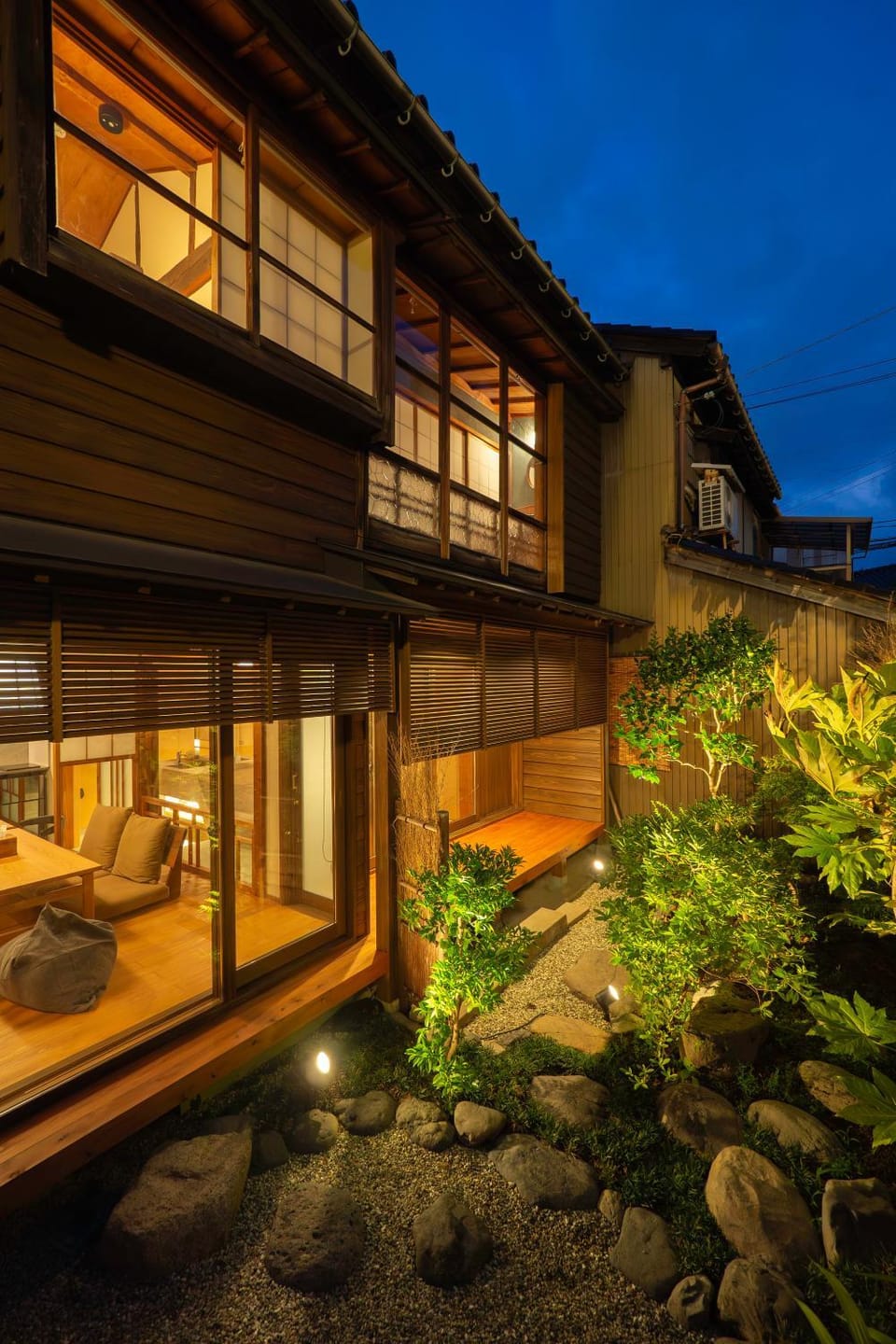 Property building, Night, Garden