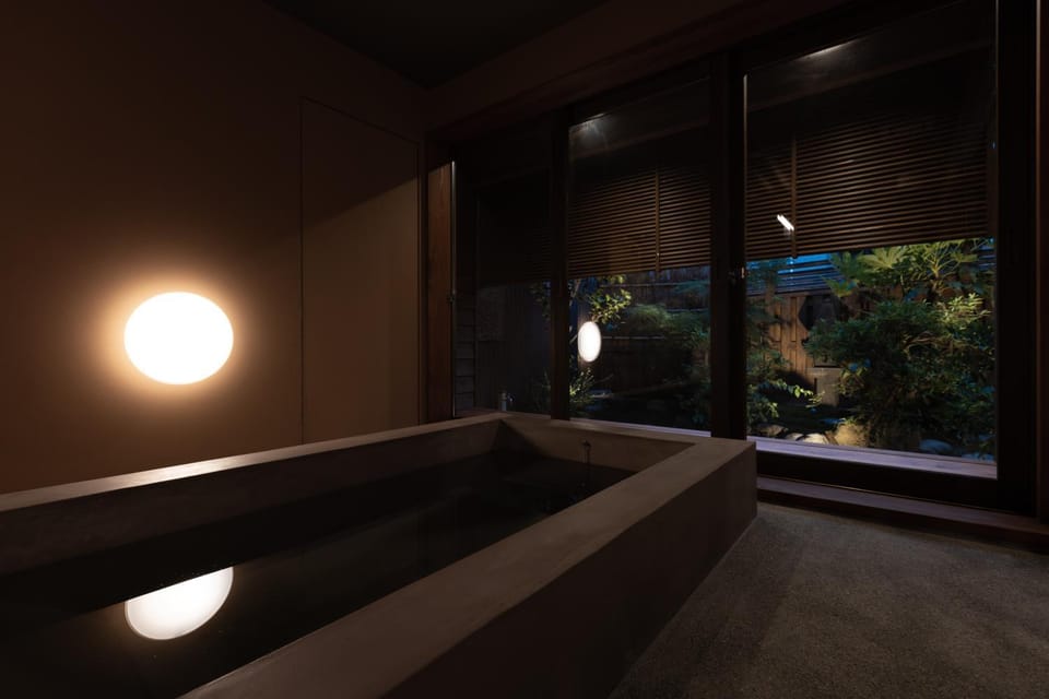 Night, Bathroom, Garden view, Bath