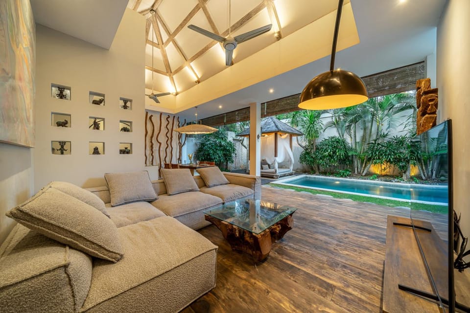 Living room, Seating area, Pool view, Swimming pool