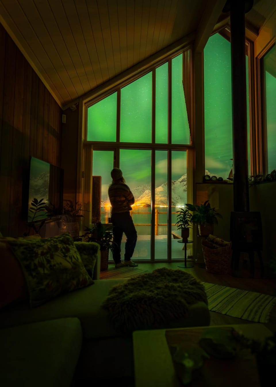 Night, Mountain view, Sea view