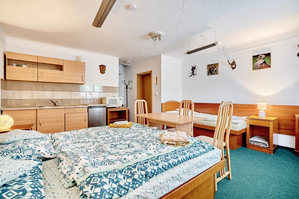 Bed, Kitchen or kitchenette, Photo of the whole room, Seating area