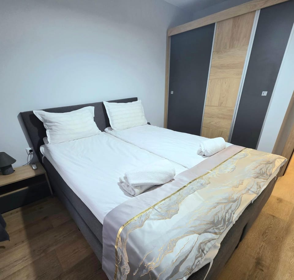 Bed, Photo of the whole room, Bedroom, flat iron, internet, towels, wardrobe