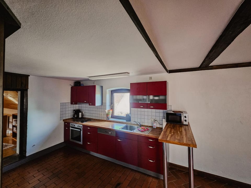 Kitchen or kitchenette, oven, stove