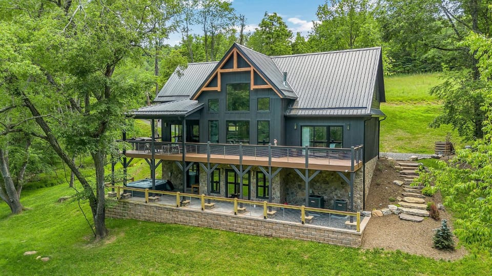 Lux Riverfront Retreat- Hot Tub, Game Room, Views! House in Ashe County
