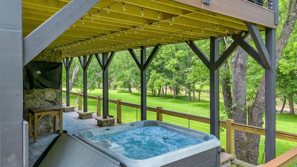 Lux Riverfront Retreat- Hot Tub, Game Room, Views! House in Ashe County