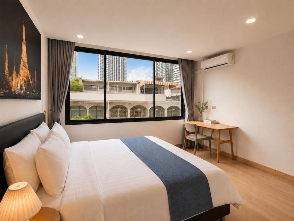 Bed, Natural landscape, Photo of the whole room, Bedroom, air conditioner