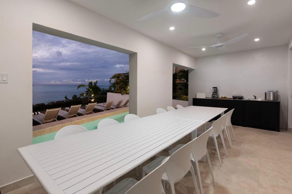 Natural landscape, Dining area, Sea view, Swimming pool, Sunset