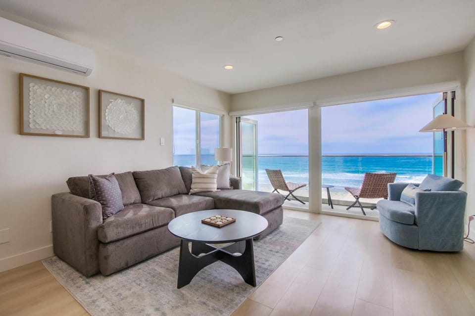 Living room, Seating area, Beach, Sea view
