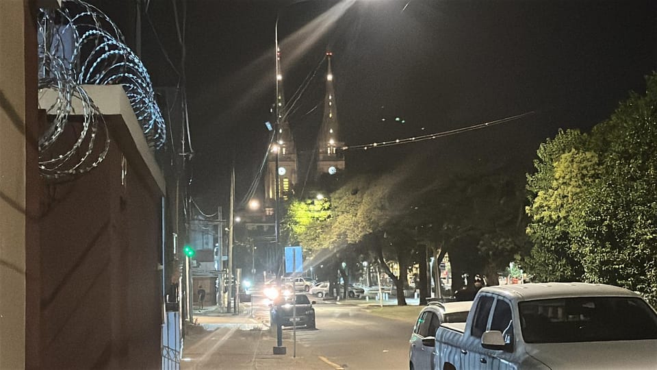 Off site, Night, Street view