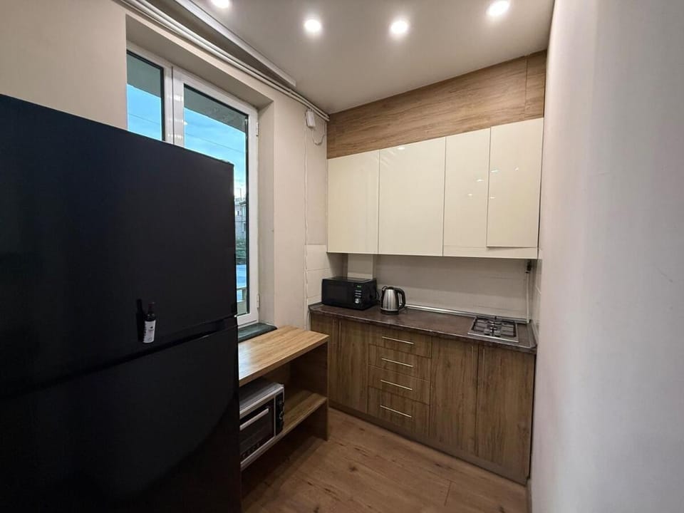 Kitchen or kitchenette, stove