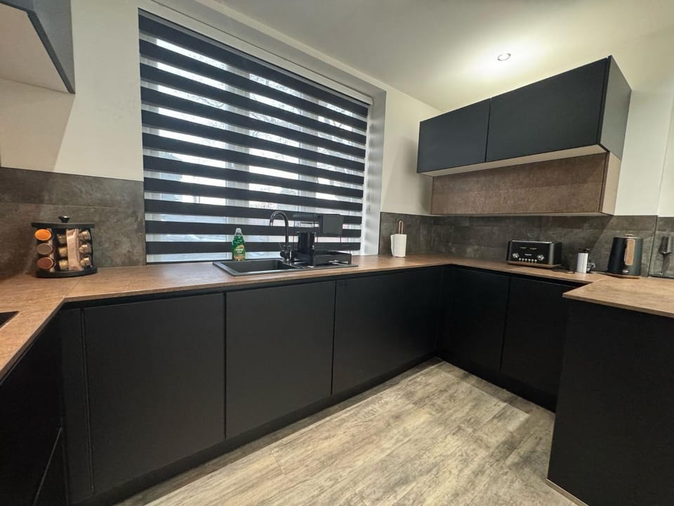 Kitchen or kitchenette, stove