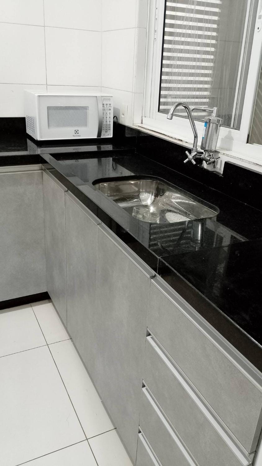 Kitchen or kitchenette, microwave