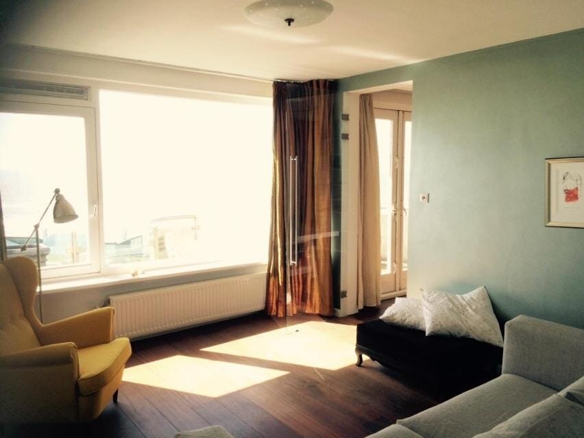 Bed, Living room, Seating area