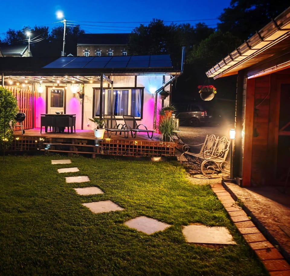 Property building, Patio, Night